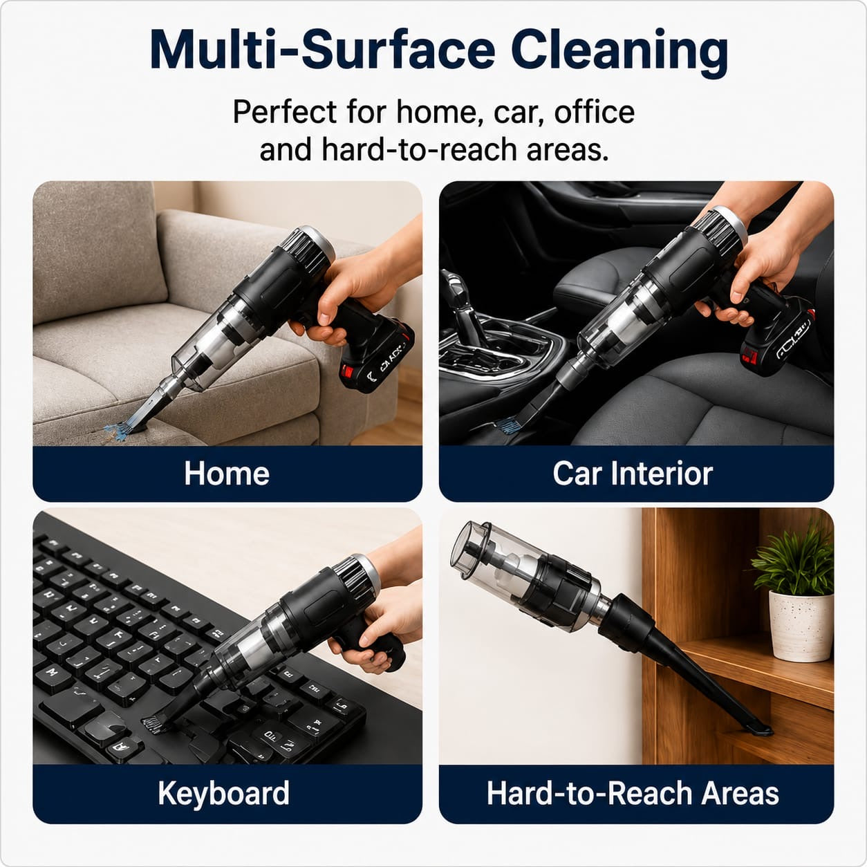 Cordless Handheld Vacuum Cleaner with Multi-Attachment Cleaning Kit | Rechargeable Portable Dust & Debris Cleaner