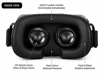 VR BOX PVR8 3D Virtual Reality Headset for Smartphones (4.7–6.5 inch) | HD Optical Lenses | Wide Angle View