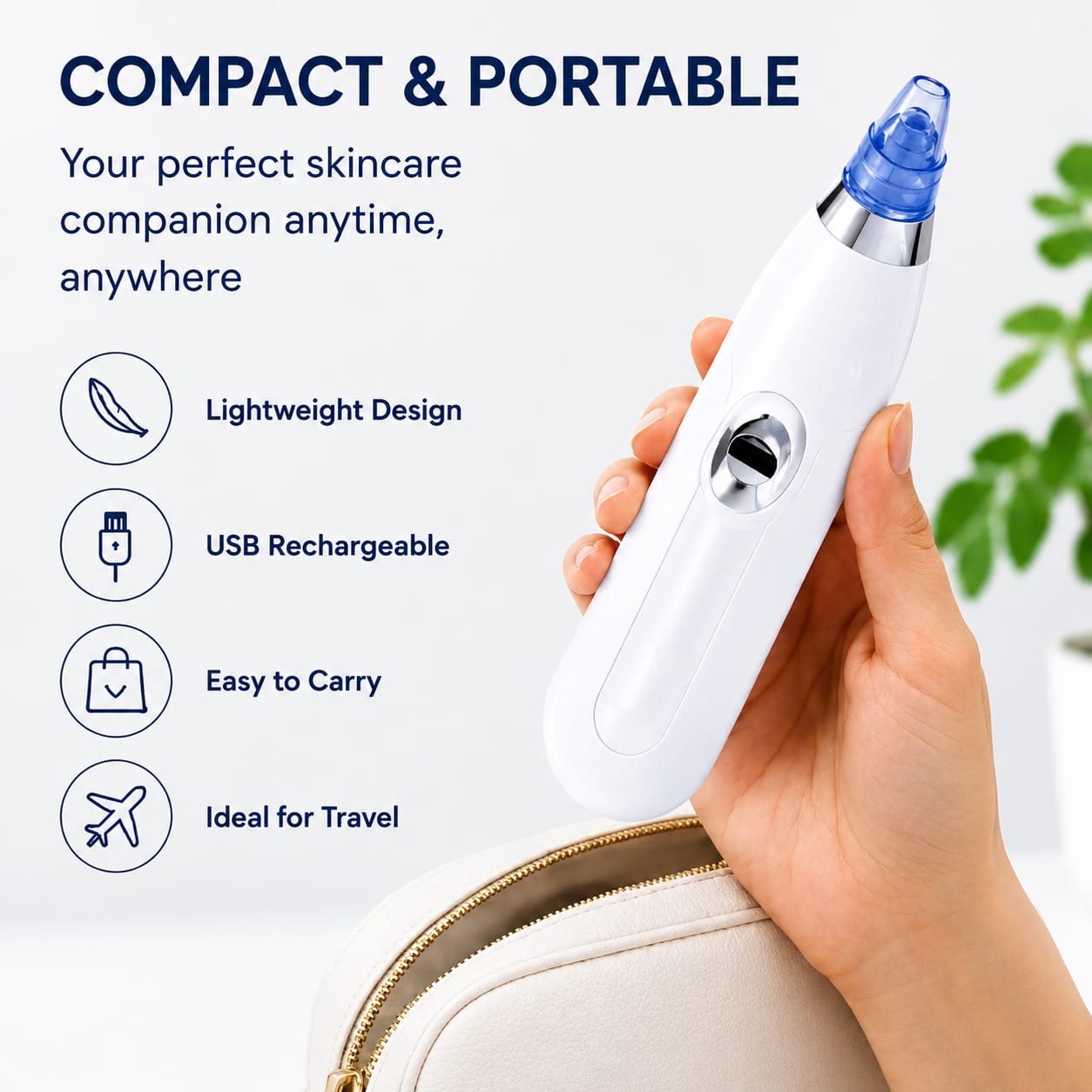 Portable Blackhead Remover Vacuum – 3-Level Facial Pore Cleaner for Deep Skin Cleansing