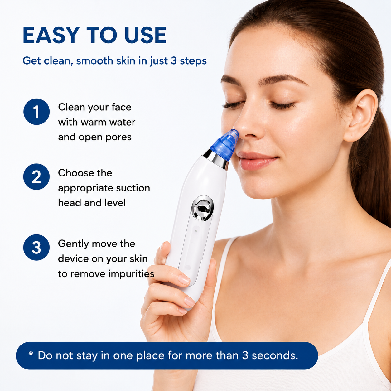 Portable Blackhead Remover Vacuum – 3-Level Facial Pore Cleaner for Deep Skin Cleansing
